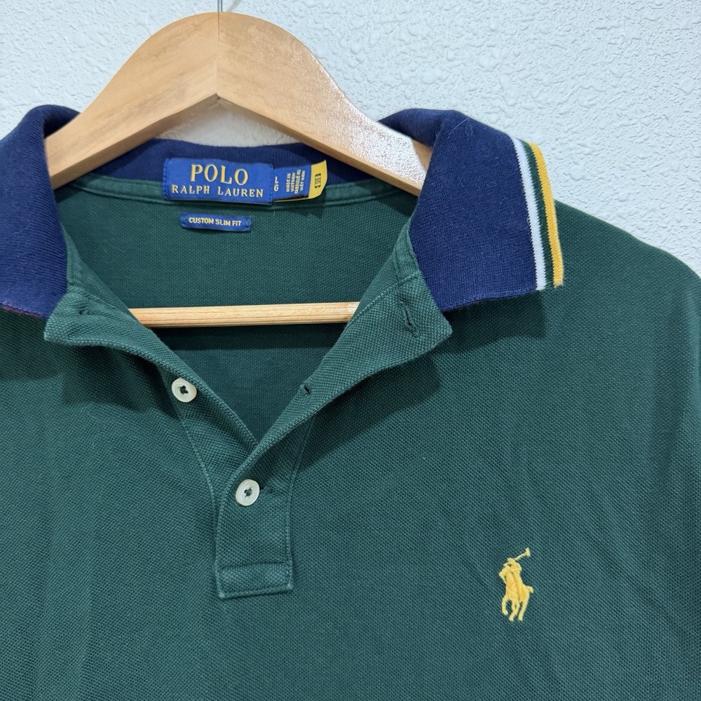Polo Ralph Lauren Polo Custom Slim Fit Dark Green Polo Button Up Mens Size Large